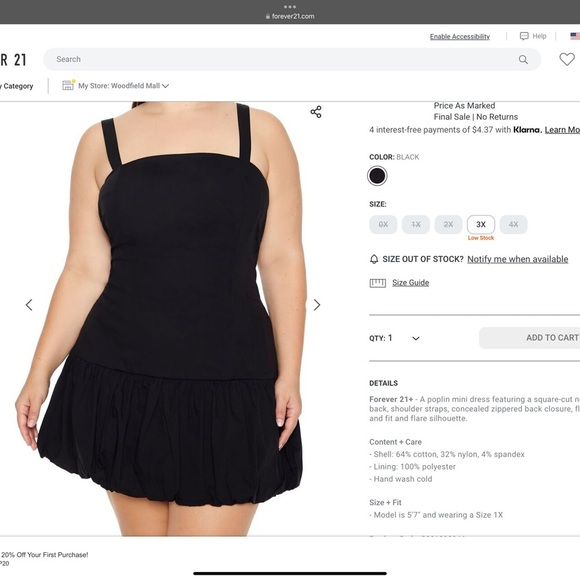 Forever 21+ - A poplin mini dress 3X NWT - Picture 2 of 6